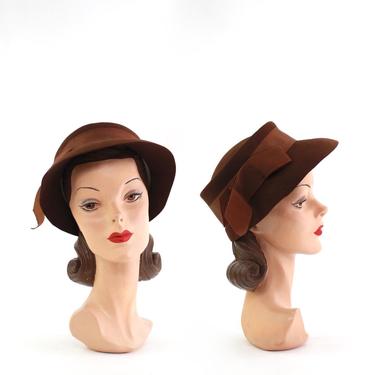 1940s Coffee Brown Bonnet Hat - 1940s Womens Hat - 1940s Brown Hat - 1940s Bonnet - 40s Brown Hat - 40s Bonnet Hat - 40s Womens Hat 