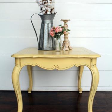 Yellow Distressed Accent Table