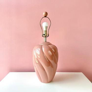 Pink Swirled Art Deco Lamp 