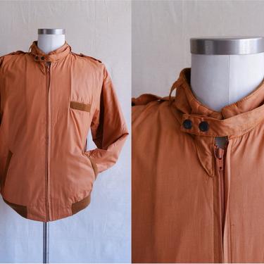Vintage 80s Chestnut Faux Fur Lined Windbreaker Jacket/ Members Only Burnt Orange/ Fall Jacket/ Size Medium 