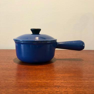 Vintage Blue Le Creuset Cast Iron Saucepan with Lid #14 Enameled Pot 1 Quart Made in France 