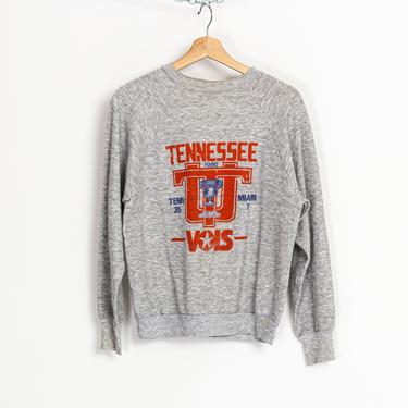 Vintage 1986 University Of Tennessee Sugar Bowl Sweatshirt - Small to Medium | 80s Volunteers Football Raglan Sleeve Collegiate Pullover 