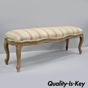 French Country Louis XV Style Long Wooden Upholstered Window Bed Bench 54" B