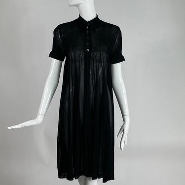 SOLD Chanel 07C Look 32 Black Knit Short Sleeve Baby Doll Coat