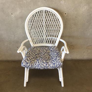White Bamboo Chair with Cushion