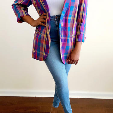 Vintage Bold Plaid Blazer - M/L 