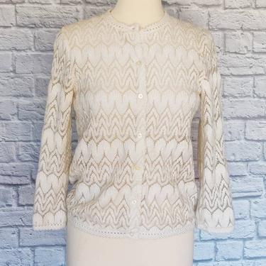 Vintage Lace Knit Sweater // 1960s Cardigan 