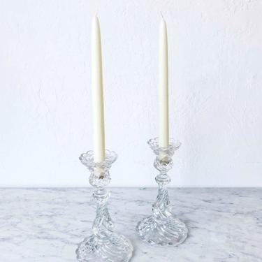 Pair of Pressed Glass Candlesticks