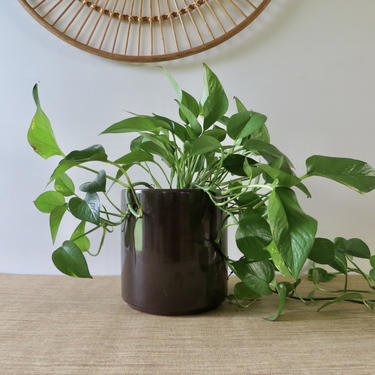 Vintage Planter - Gainey Ceramic Planter - Cylinder Pot - Brown Planter Pot - Plant Holder 