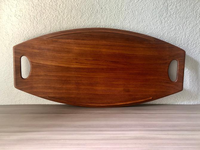 Vintage Jens Quistgaard Dansk Designs Fjord 803 Surfboard Staved Teak Wood Serving Tray Denmark Danish MCM 