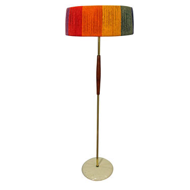 Mid-Century Danish Modern Knoll-Style Brass/Walnut Floor Lamp 