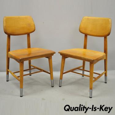 Pair Vintage Thonet Style Bentwood Maple Dining Side School Chairs