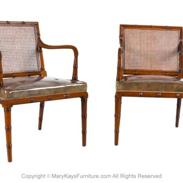 Pair Hickory Chair Hollywood Regency Caned Chairs 