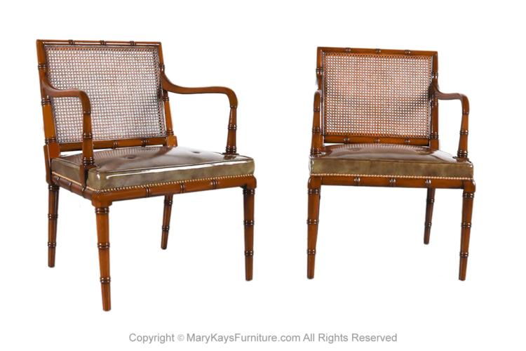 Pair Hickory Chair Hollywood Regency Caned Chairs 