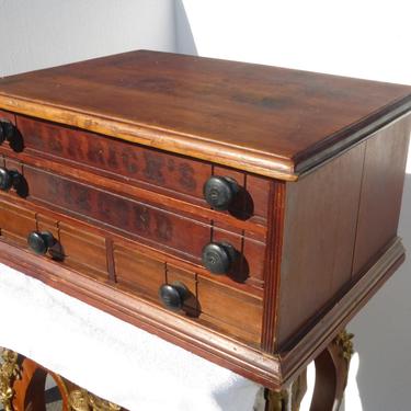 Rare Antique Vintage Merrick's Six Cord Thread Box Cabinet Spool 
