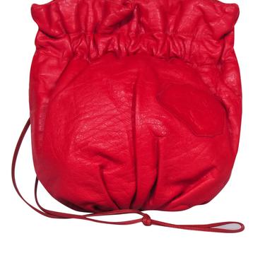 Carlos Falchi - Red Leather Crossbody Mini Bucket Bag w/ Pouch