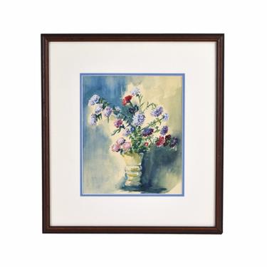 Vintage 1960’s Watercolor Floral Still Life Painting Signed 