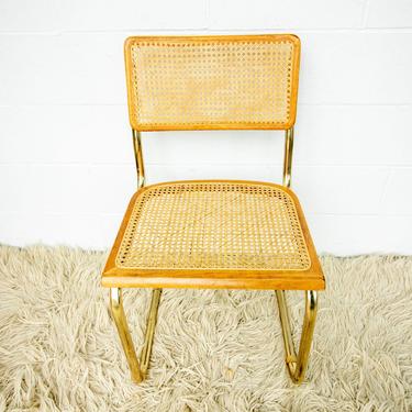 NEW - MEASUREMENTS - Cesca Marcel Breuer Style Chair with Gold Flashed Base and Cane Back and Seat (used replacement seat from Randy.) 
