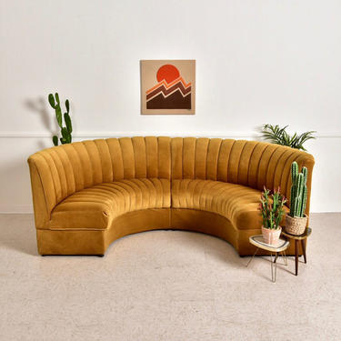 “Merci” 2 Piece Circle Gold Velvet Sofa 