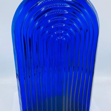 Large, Heavy Art Deco Cobalt ART Glass Vase- Hand Crafted-  14