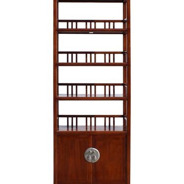 Chinese Distressed Brown 4 Shelves Bookcase Display Cabinet cs3437E 
