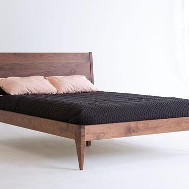 Willard Bed Frame, Walnut Platform Bed, Solid Wood Bed Frame, Mid Century Modern Bed 