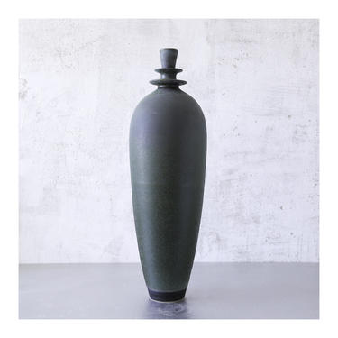 SHIPS NOW- One large Stoneware Double Flanged Teardrop Vase with unusual glaze by sarapaloma 