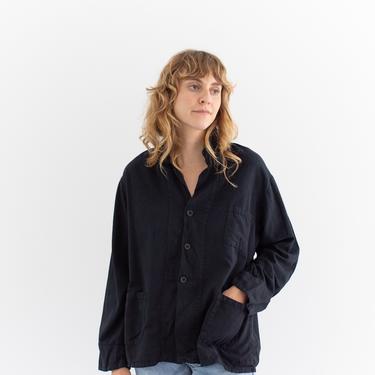Vintage Black Chore Jacket | Flannel Three Pocket | Cotton Style Coat Blazer | L | 