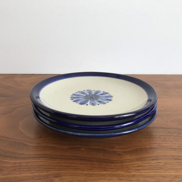 Vintage El Palomar Pottery Dessert / Bread Plates - Set of 3 - Blue Guadalajara Pattern 