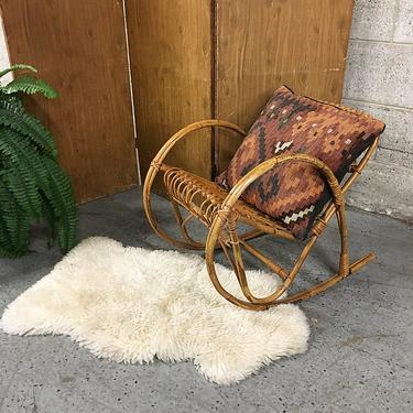 Vintage Kids Rocking Chair Retro 1970'S Bamboo Children's Rocker or Chair for Nursery or Playroom LOCAL PICKUP ONLY 