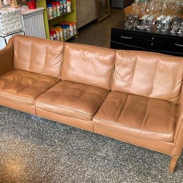 Long leather couch. 87” long, 32.5” deep, 30” tall. Seat height 17”