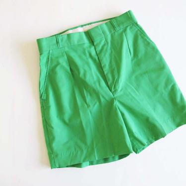 Vintage 80s Shorts 26 Small - High Waist Shorts - Kelly Green Pleated Shorts - 80s Clothing - Solid Color Shorts - Mom Shorts - Preppy 
