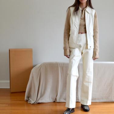 white leather vest and pant set 
