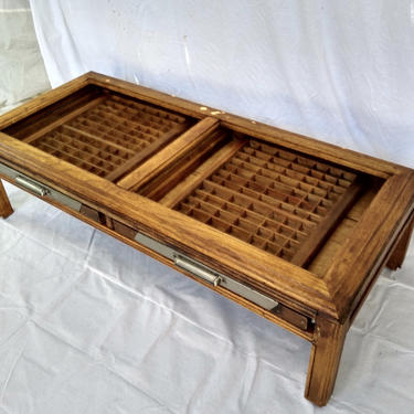 Recycled, Repurposed, Printer trays, Coffee Table. 