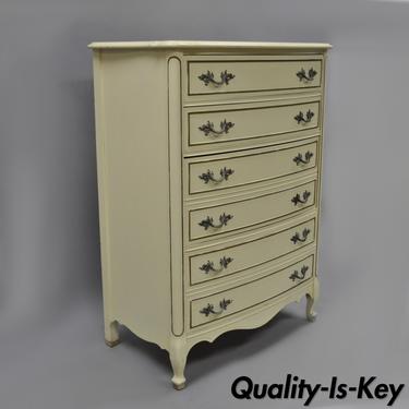 Vintage French Provincial Louis Style Tall Chest Dresser White Painted by Dixie