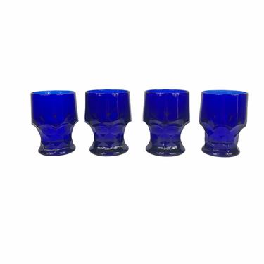 Vintage Cobalt Blue Viking Glass Glasses Glassware, Set of 4 