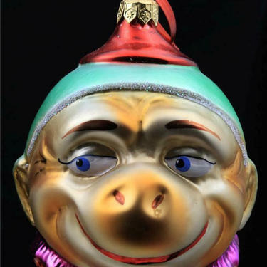 Vintage Radko &quot;My Favorite Chimp&quot; Monkey Glass Ornament Christmas 1995 w/ Tag 