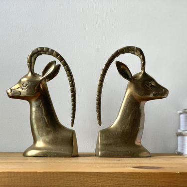 Vintage Brass Gazelle Bookends 