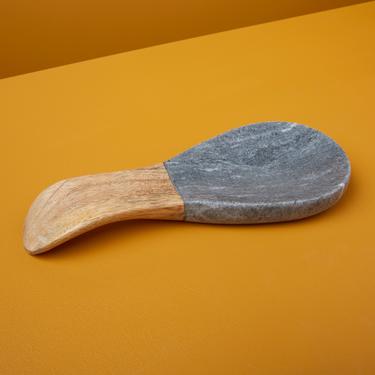 Gray Marble &amp; Wood Spoon Rest