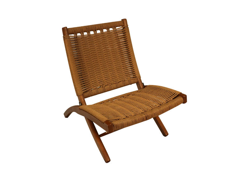 Mid Century Hans Wegner Style Woven Folding Chair 