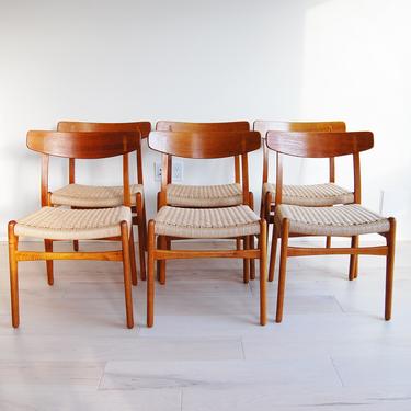 Danish Modern Hans Wegner Ch-23 Oak Dining Chairs For Carl Hansen and Son Made in Denmark - Set of 6 
