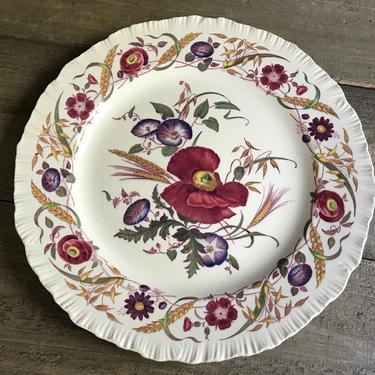 English Wedgwood Floral Plate, Etruria Cornflower, Piecrust Edge, Luncheon Plate 