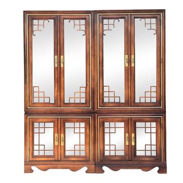 Asian Inspired Curio China Hutch Cabinet 