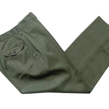 Vintage 1950s US ARMY Wool Gabardine Officer's Pants ~ 36 Waist ~ Uniform ~ Serge ~ 50s Military Trousers 
