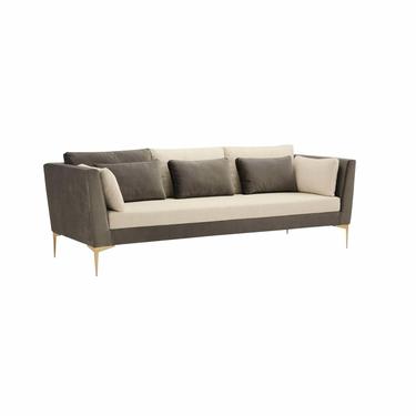 Caracole Mid-Century Modern Style Gray and White Stardust Sofa