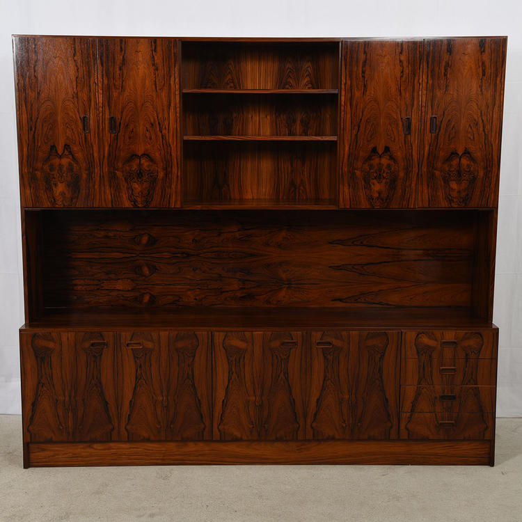 Danish Rosewood Tall Double-Level Media / Storage & Display Cabinet