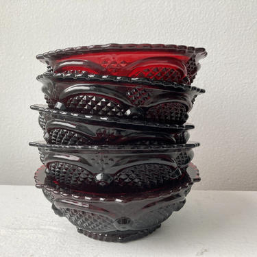 Avon Cape Cod Ruby Red Berry Bowls Set of Five 
