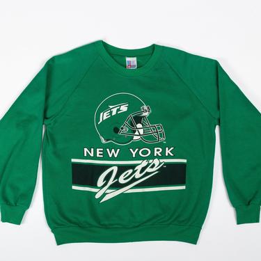 90s New York Jets Football Sweatshirt - Men's Large, Women's XL | Vintage Green Raglan Sleeve NFL Graphic Pullover 