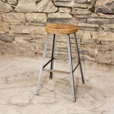 FREE SHIPPING - Basic Brew Industrial Bar Stool from Reclaimed Barnwood 