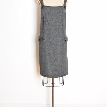 vintage 90s dress gray bib overalls short mini dress jumper XL plus size clothing 